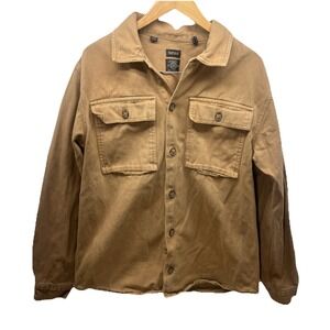 Buffalo David Button Long Sleeve Shirt Jacket  Men's Large Dark Tan Button Down